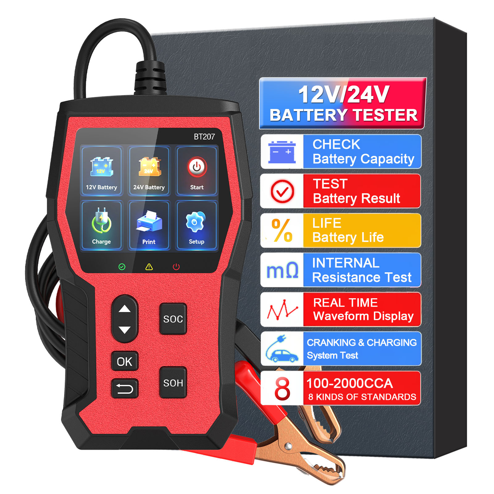 Car Battery Load Tester Digital Cranking - Testador de Bateria Automotiva 12-24V, Testador