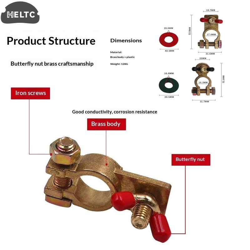 Battery Terminal Clamps Quick Release Brass - 1 Conjunto de Conectores de Latão