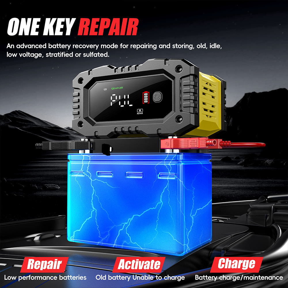 Foxsur 12v 24v carro motocicle - Lifepo4 Battery Charger Smart Automatic avaliação e preço