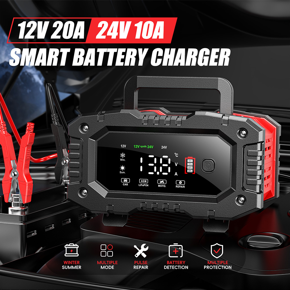 12v 10a 24v 20a carregador de  - Smart Car Battery Charger 12V 24V 20A avaliação e preço