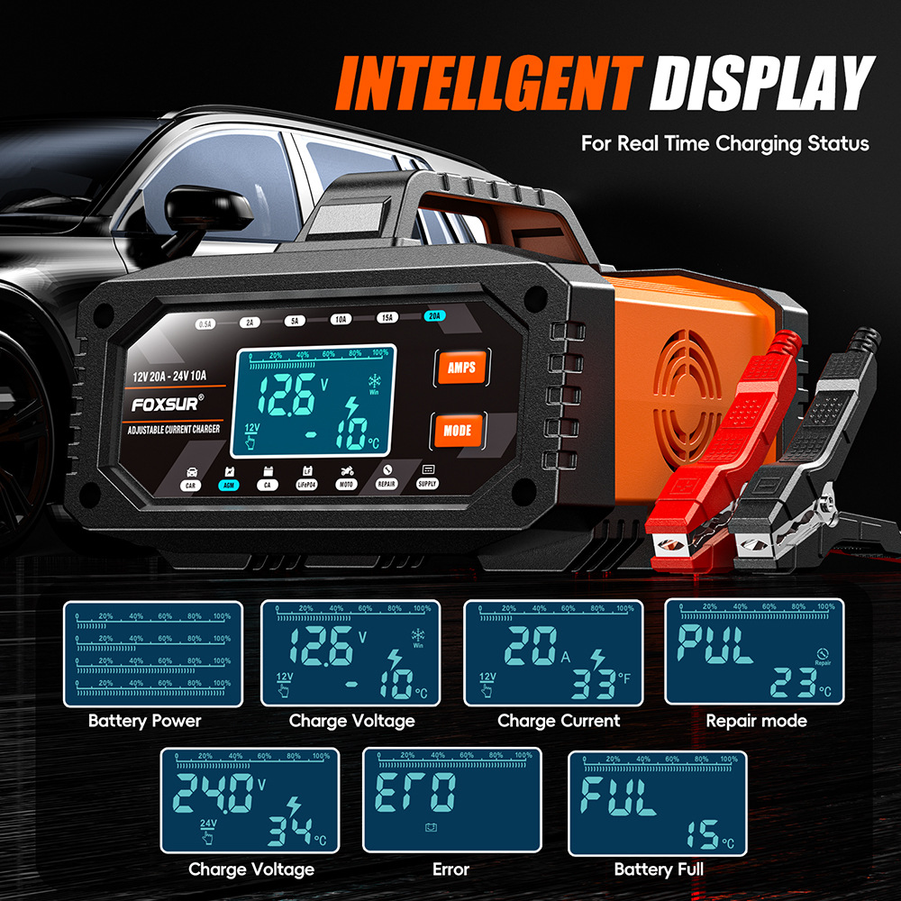 Carregador de Bateria Portátil - Smart Car Battery Charger 12V 24V 20A avaliação e preço
