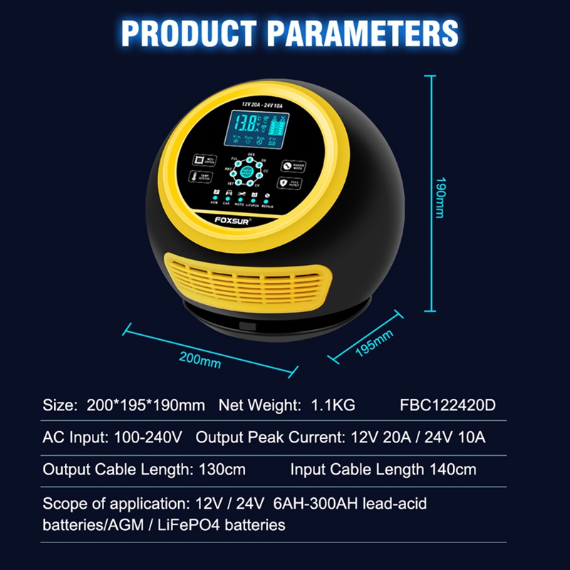 Super Promoção: Carregador de  - Smart Car Battery Charger 12V 24V 20A avaliação e preço