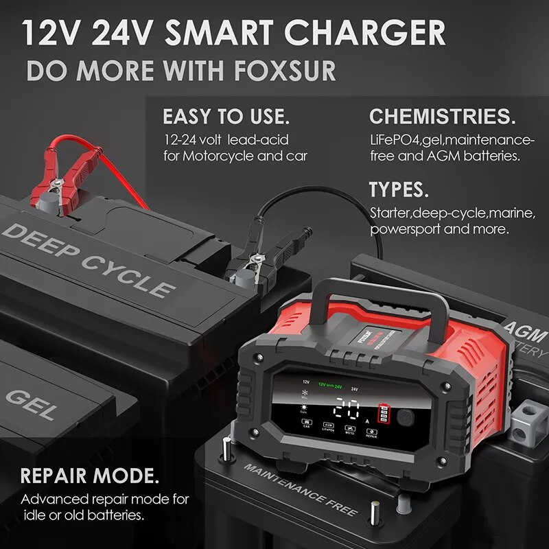 Carregador de bateria para car - Smart Car Battery Charger 12V 24V 20A avaliação e preço